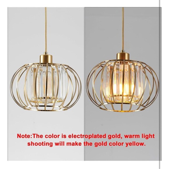 XSDeTu 1 Single Gold Crystal Pendant Light Kitchen Light Adjustable 59 inch Cord - Picture 5 of 14